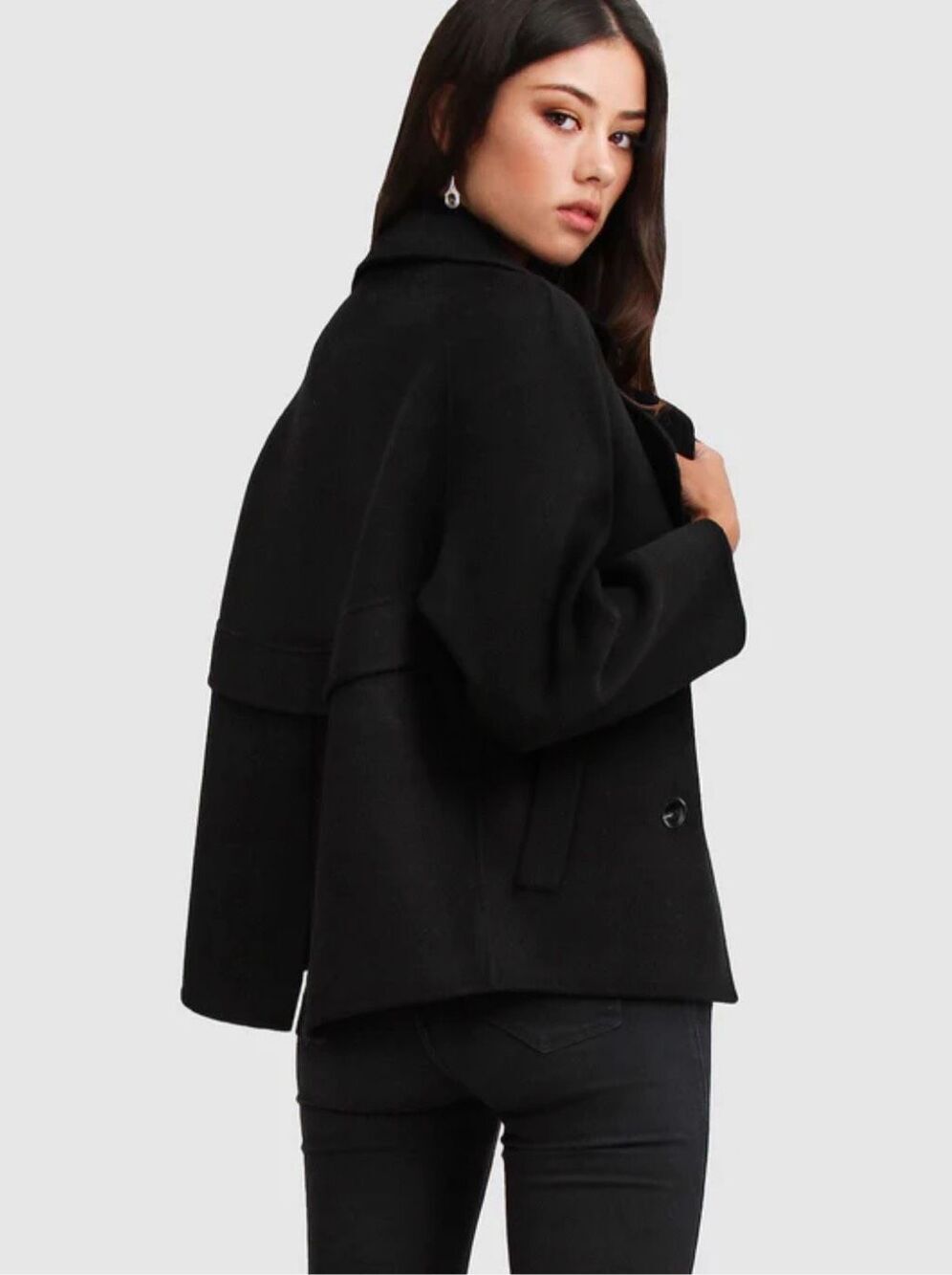 Belle & Bloom I'm Yours Wool Blend Peacoat Black Nwot Size Large - Picture 7 of 9